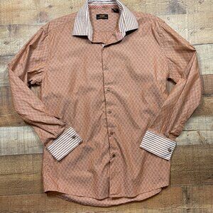 Steven Land Brown and White French Cuff Dress Shirt size 16.5, 34/35